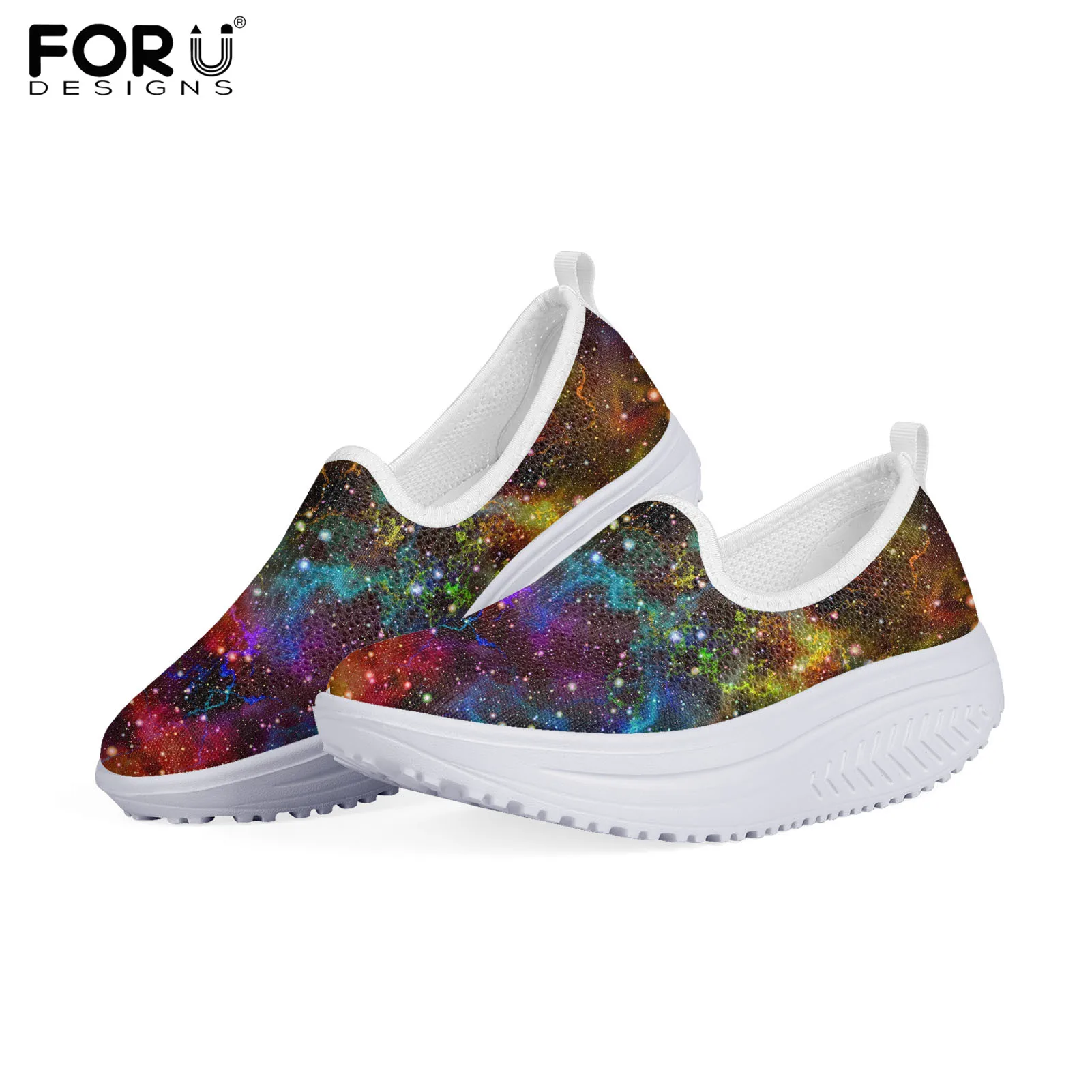 

Женские туфли-качели с узором в виде галактики FORUDESIGNS, летние сетчатые туфли на плоской подошве для отдыха на открытом воздухе, прогулочная ...