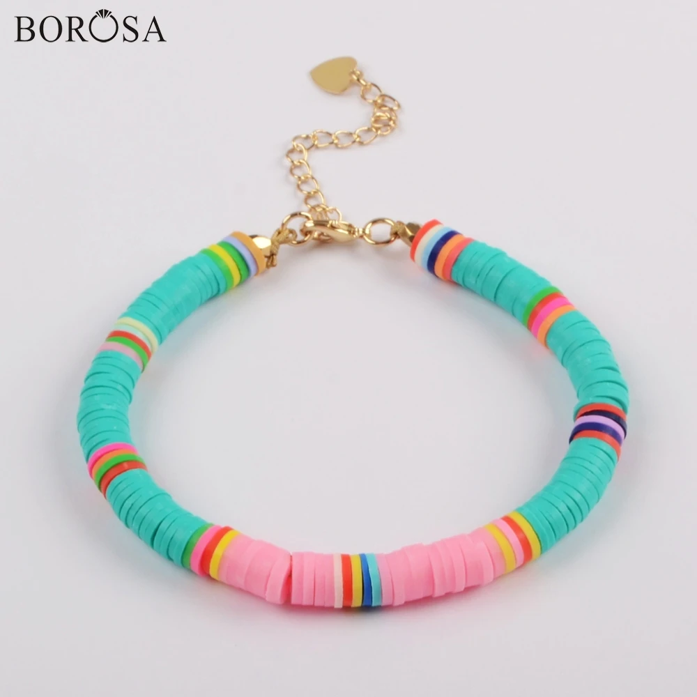 BOROSA 10 шт. радужные браслеты ручной работы из полимерной глины фотопластиковые