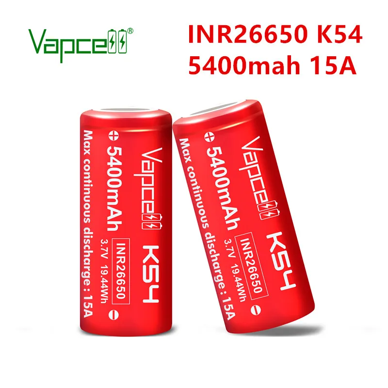 Бесплатная доставка оригинальный VapCell INR 26650 5400mah 15A K54 3 7 V высокомощный литий