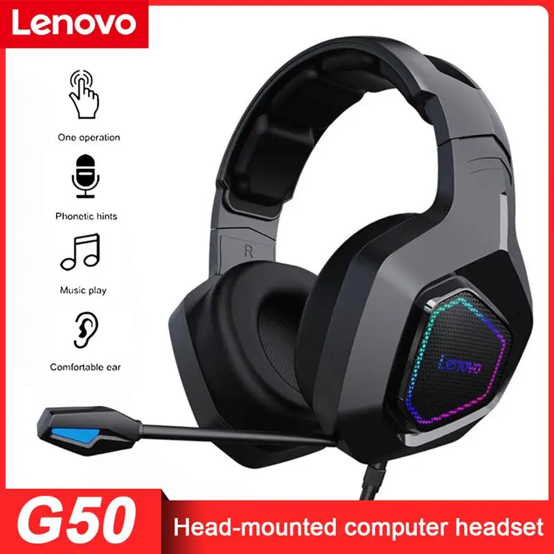 

Беспроводная гарнитура Lenovo G50, компьютерная гарнитура, 7,1 каналов, игровые наушники для киберспорта со всенаправленным микрофоном, черный с...