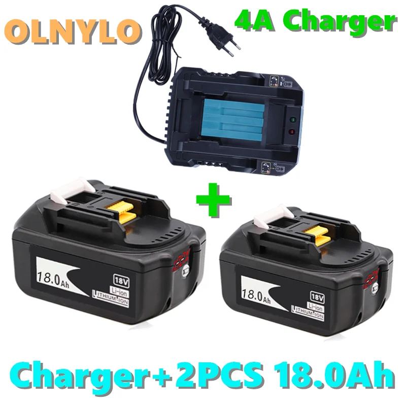 

Original BL1860 Rechargeable Battery 18 V 18000mAh Lithium ion for Makita 18v Battery BL1840 BL1850 BL1830 BL1860B+4A Charger