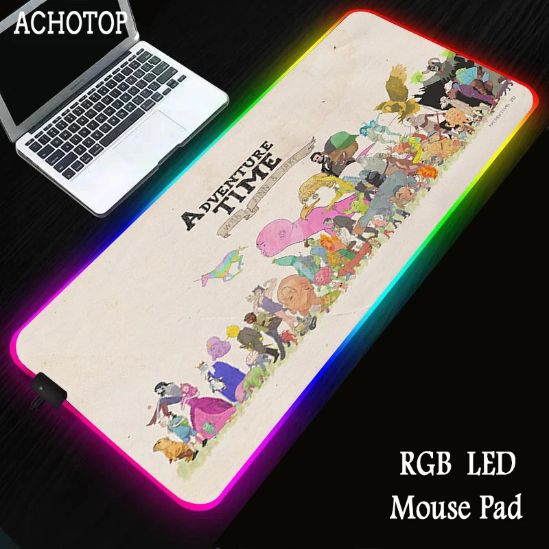 

Anime Adventure Time Gaming RGB MousePad Large Locking Edge Speed Game Gamer LED Mouse Pad Soft Laptop Notebook Mat for CSGO