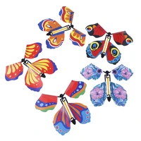 1pc magic flying in the book butterfly rubber band powered wind up butterfly toy random colors