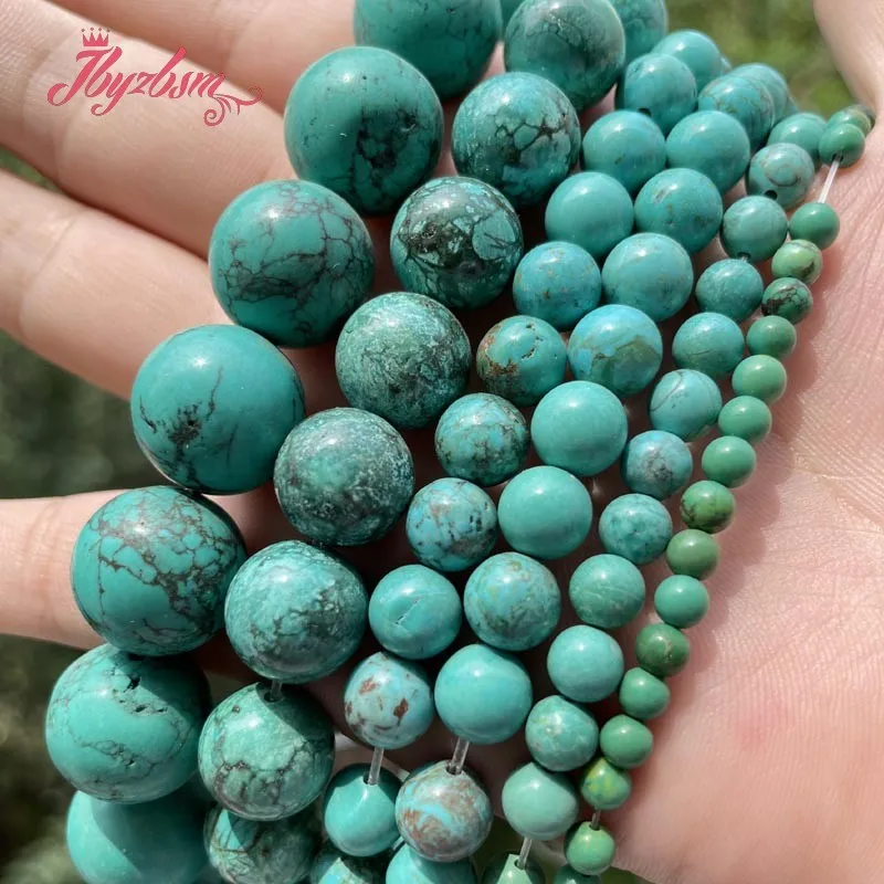 

4/6/8/10/12mm Turquoises Stone Round Smooth Spacer Beads for DIY Accessories Women Men Necklace Bracelets Jewelry Making 15"