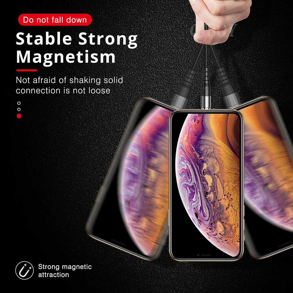 Магнитный USB-кабель для быстрой зарядки и передачи данных 3 А 1 м 2 iPhone 11 Samsung Quick Charge