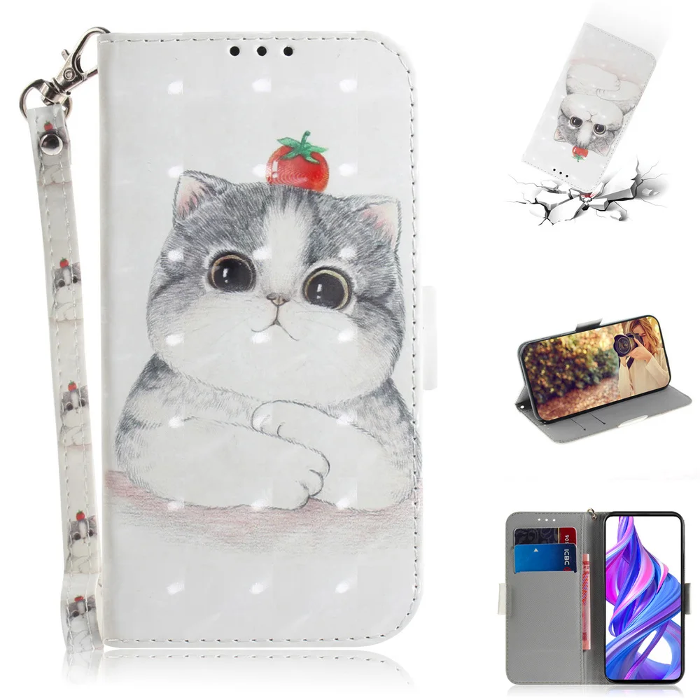 3D книга раскраска оболочка для huawei Honor 8A 8S 9X20 Pro P Smart Z Plus P20 Lite 2019 Y9 Prime Y5 Y6 Nova 5i флип