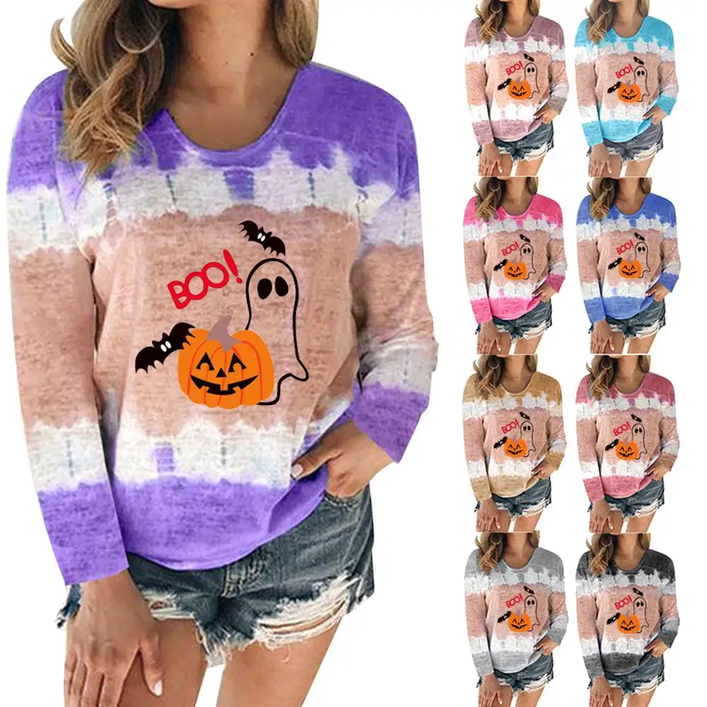 

Новинка 2021, модная футболка с рисунком тыквы на Хэллоуин, веселая одежда с надписью, женские топы свободного покроя для вечевечерние