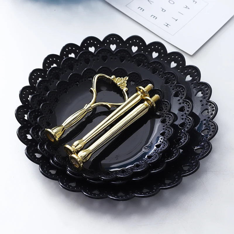 RUX мастерской 3 яруса кружевных подставка для свадебного торта пластины Стиль