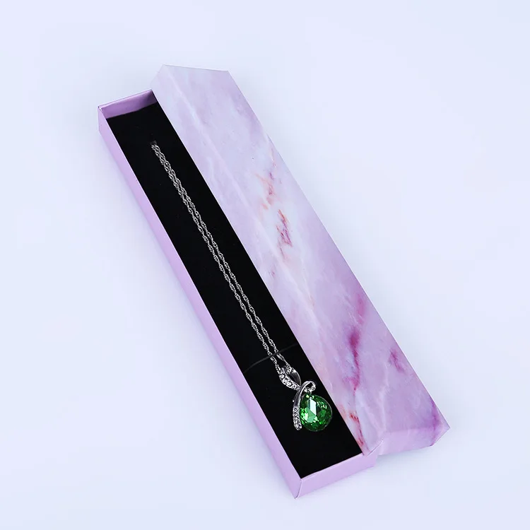 

10 Pieces/Lot White Marbled Kraft Paper Box Favour Vintage Design Bulk Cotton Filled Jewelry Necklace Ring Pendant Case