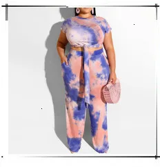 Летняя одежда 4XL 5XL плюс размер женский спортивный костюм яркое топ с принтом и длинные штаны комплект из 2 предметов женские повседневные брюки костюмы