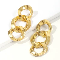 popular new large buckle multi layer earrings fashion creative metal pendants golden earrings party accessories