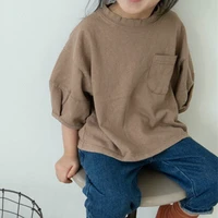 2020 autumn childrens wear new boys and girls han fanfeng loose lantern sleeves drop shoulder pocket sweater t20d55