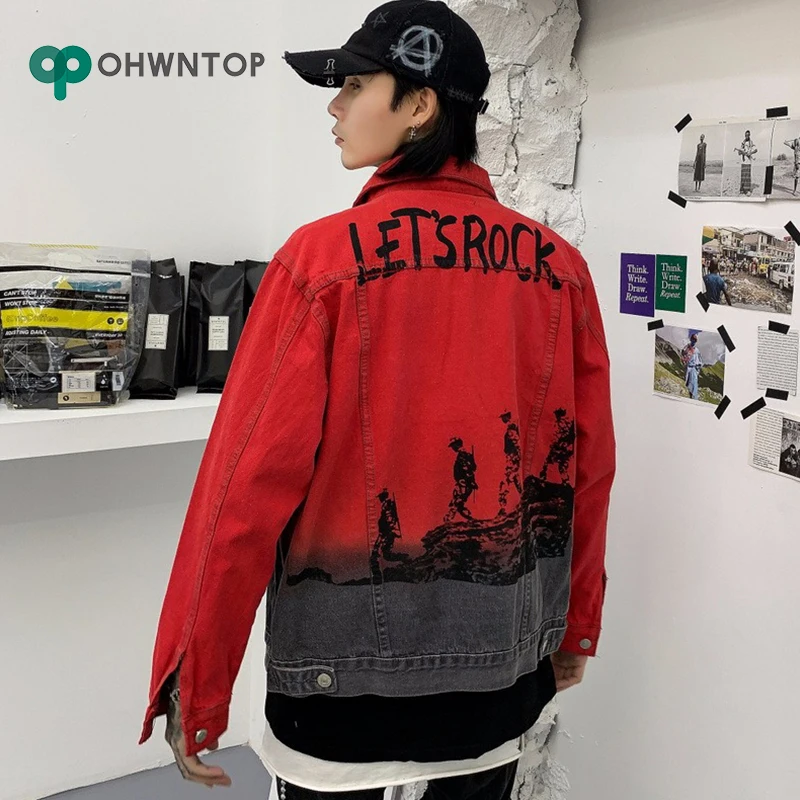 Джинсовая куртка мужская рваная в стиле хип-хоп уличная одежда из денима с