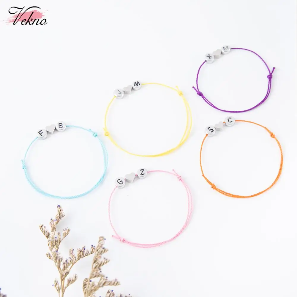 VEKNO разноцветные стринги с буквенными бусинами на заказ браслеты Плетеные