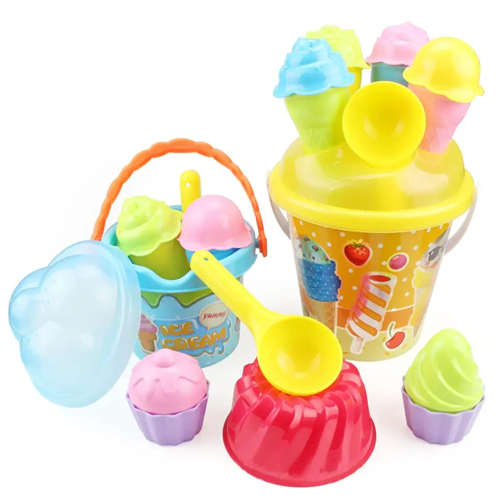 Детские пляжные красочные формы для мороженого торта ложка ведерко Набор игры на