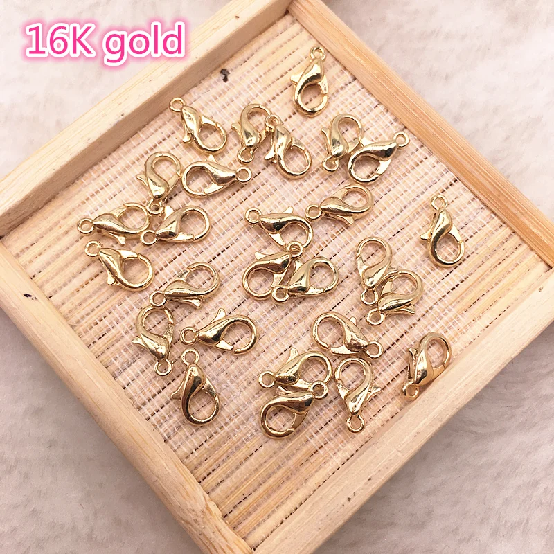 07 16K gold 50 шт. 10 мм металлические застежки-карабины крючки для ювелирных изделий Поиск KC золото/серебро/пистолет черный цвет соединить пряжки DIY ожерелье и браслет - Цвет: 07 16K gold