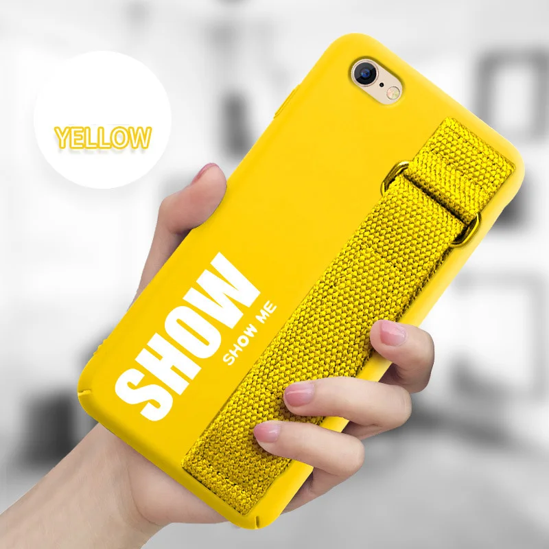 Чехол для iPhone 11 Pro Max 11Pro XS XR 8 7 6 6S Plus чехол Мягкая силиконовая матовая задняя крышка ремешок чехол для телефона Funda Caphina - Цвет: Yellow