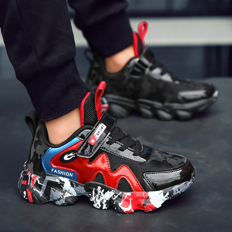 Детские Модные кожаные кроссовки водонепроницаемая Высококачественная