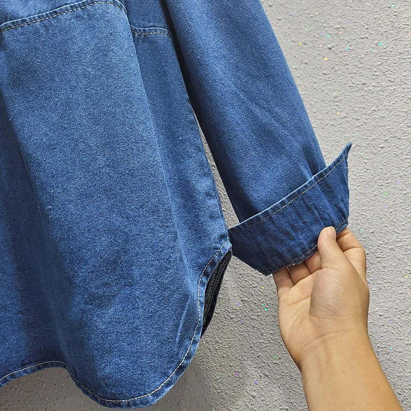 

SeeBeautiful Bow-knot Loose Denim Jacket Coat Lapel Long Sleeve Single Breasted Pockets Women Autumn 2021 New Fashion G256