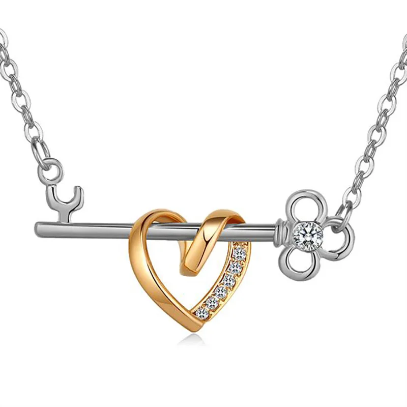 

Fashion Key Heart Lock Pendant Necklaces Creative Women's Clavicle Chain Chokers Necklace Girls Women Accessories Cute/Romantic