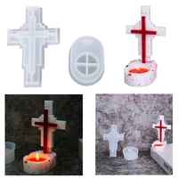 cross menorah silicone mold for handmade desktop decoration gypsum epoxy resin aromatherapy candle silicone mould