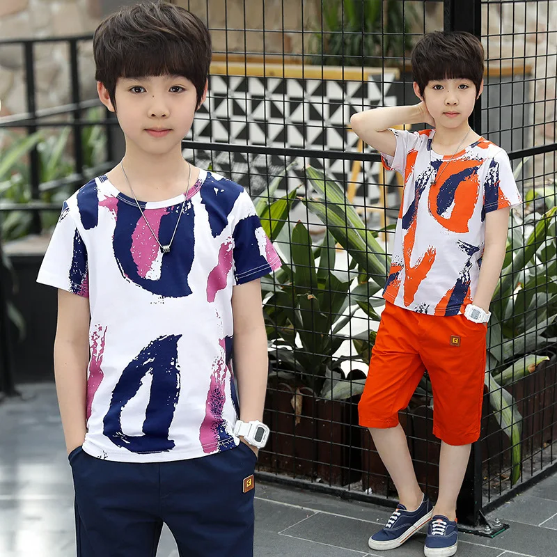 2022 New Summer Boys Clothing Set Casual Children Short Sleeve Shirt Shorts 2Pcs Boys Suit Kids Clothes 4 6 7 8 9 10 11 12 Years