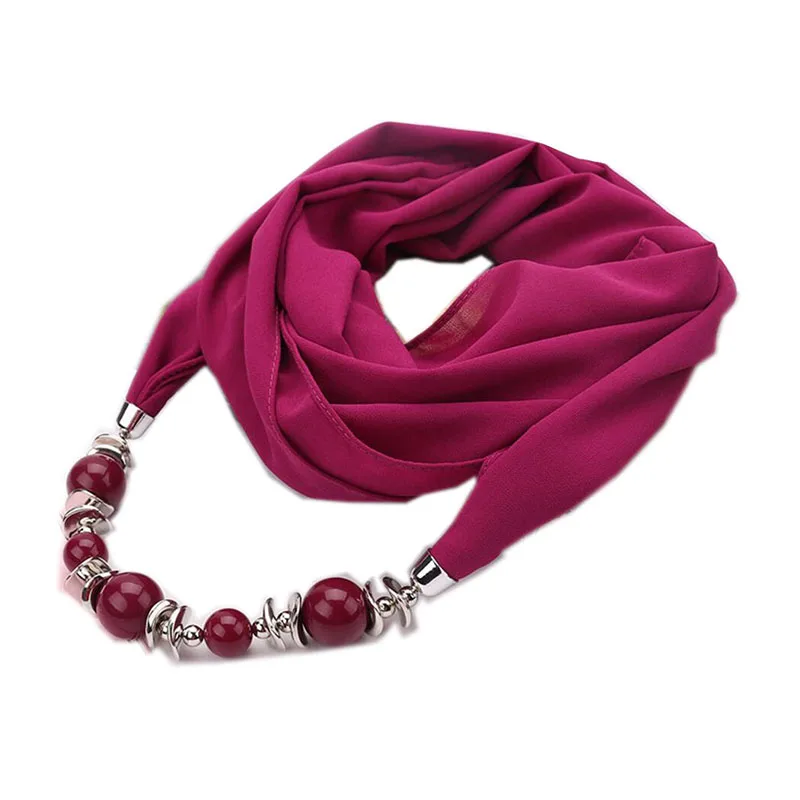 Простое шифоновое ожерелье с подвеской бусиной для шарфа модные женские