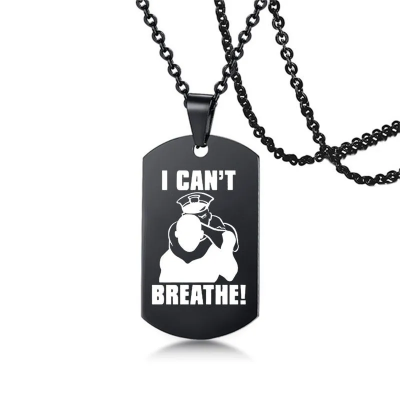 Ожерелье с подвеской POFUNUO American Protest I Can't Breathing черное ожерелье из нержавеющей