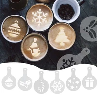 8pcsset christmas coffee stencil template christmas tree snowflake milk cappuccino latte cupcake mould for cafe xmas new year