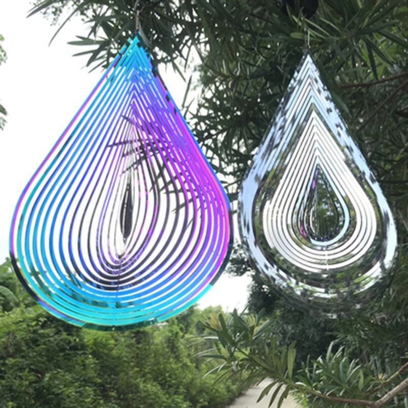 

3D Rotating Wind Chimes Flowing-Light Effect Design Home Garden Decoration Outdoor Hanging Decor Gift Shiny Wind Spinners
