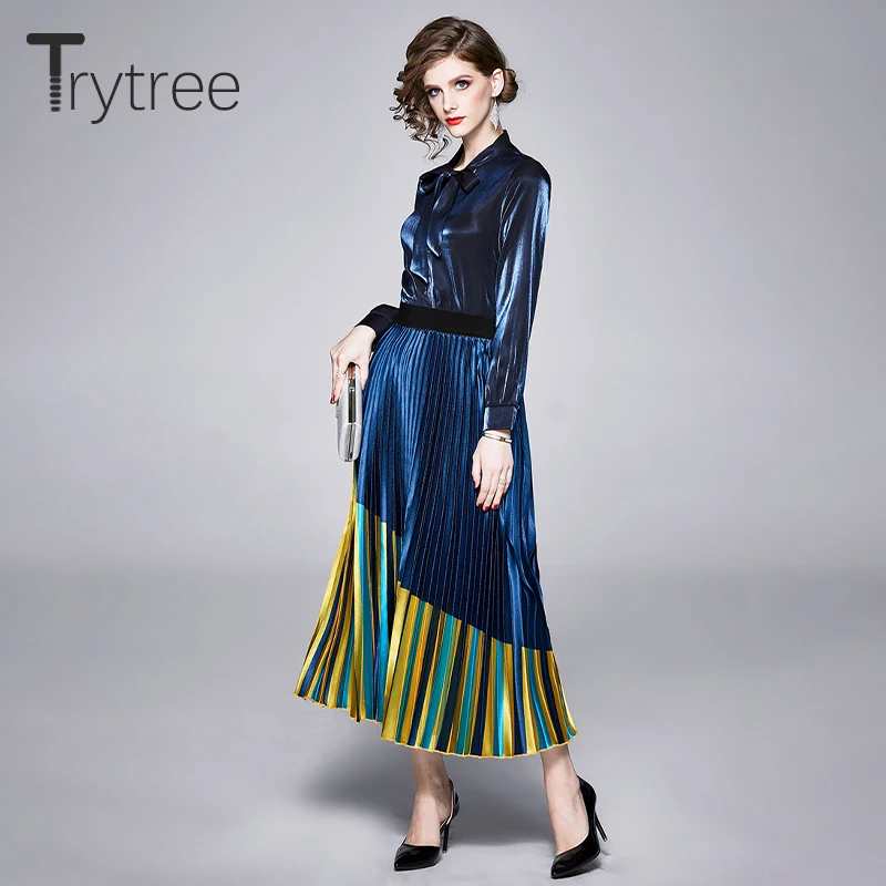 Женский винтажный комплект Trytree повседневный однотонный из двух предметов