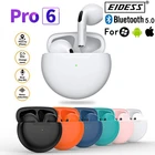 Беспроводные bluetooth-наушники TWS, pro 6, музыкальные водонепроницаемые спортивные наушники, подходит для Huawei, Iphone, OPPO, Xiaomi,