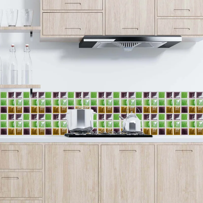 6 шт. ПВХ Настенная Наклейка плитка ванная комната Водонепроницаемая мозаика