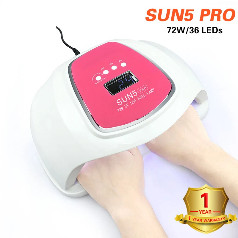 sun 5pro-pink Горячая УФ лампа Сушилка для ногтей Светодиодный УФ лампа 72 Вт SUNUV лампа для маникюра ЖК-дисплей сушка все Гель-лак для ногтей инструменты для дизайна ногтей - Цвет: sun 5pro-pink