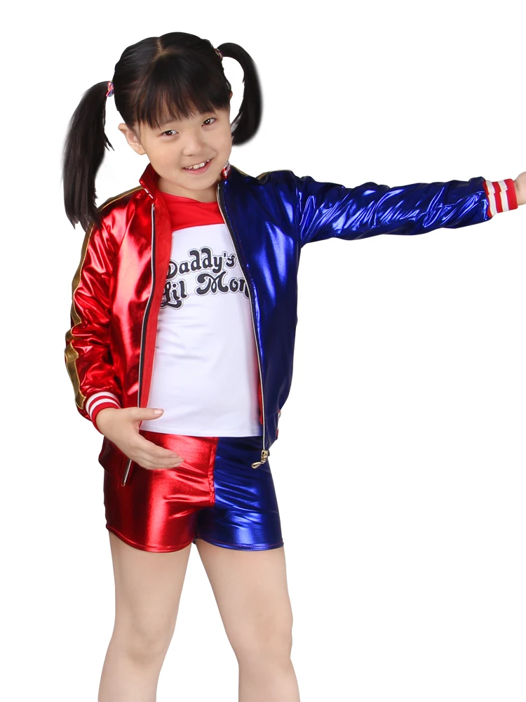 Костюм Харли Куинн для косплея женский костюм летучая мышь холодного цвета девочек детей и взрослых укрытие