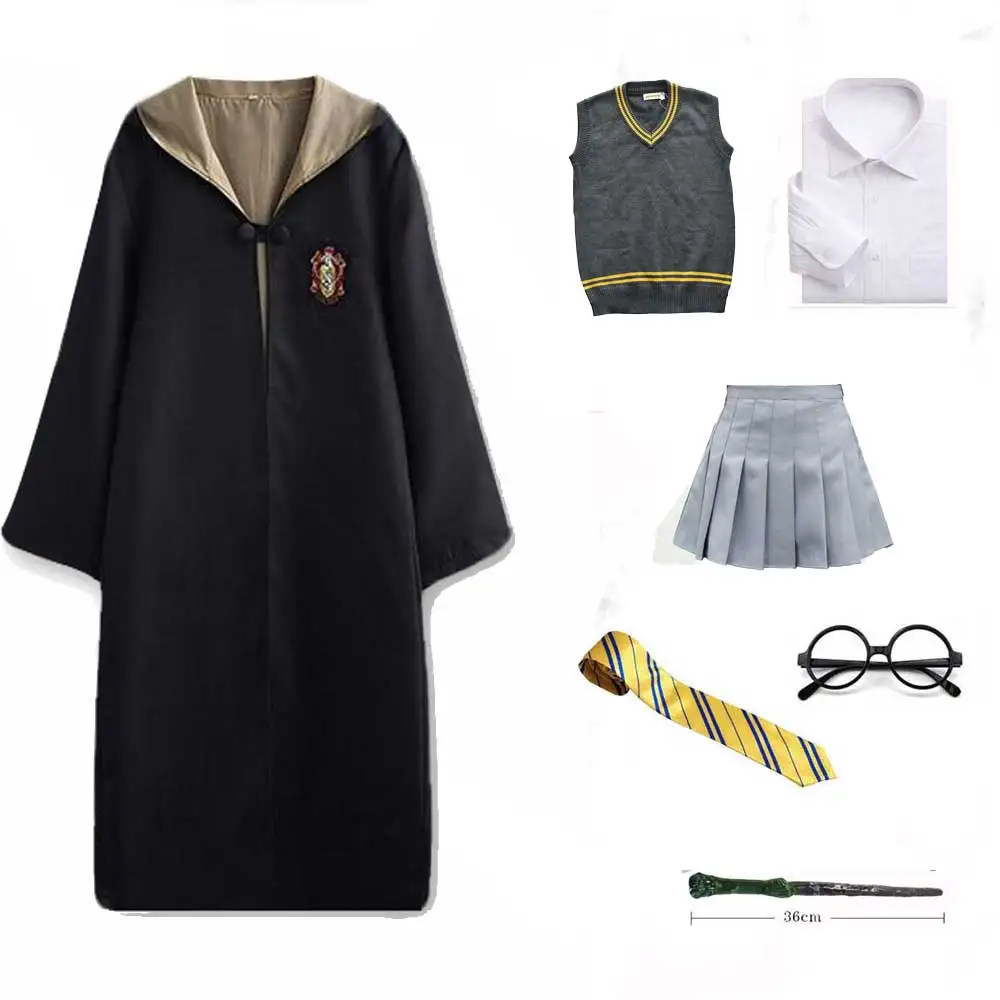 Women style 4 Gryffindor Hufflepuff Slytherin Ravenclaw костюм Гермионы Грейнджер Косплей халат юбка очки Униформа костюм для Хэллоуина - Цвет: Women style 4