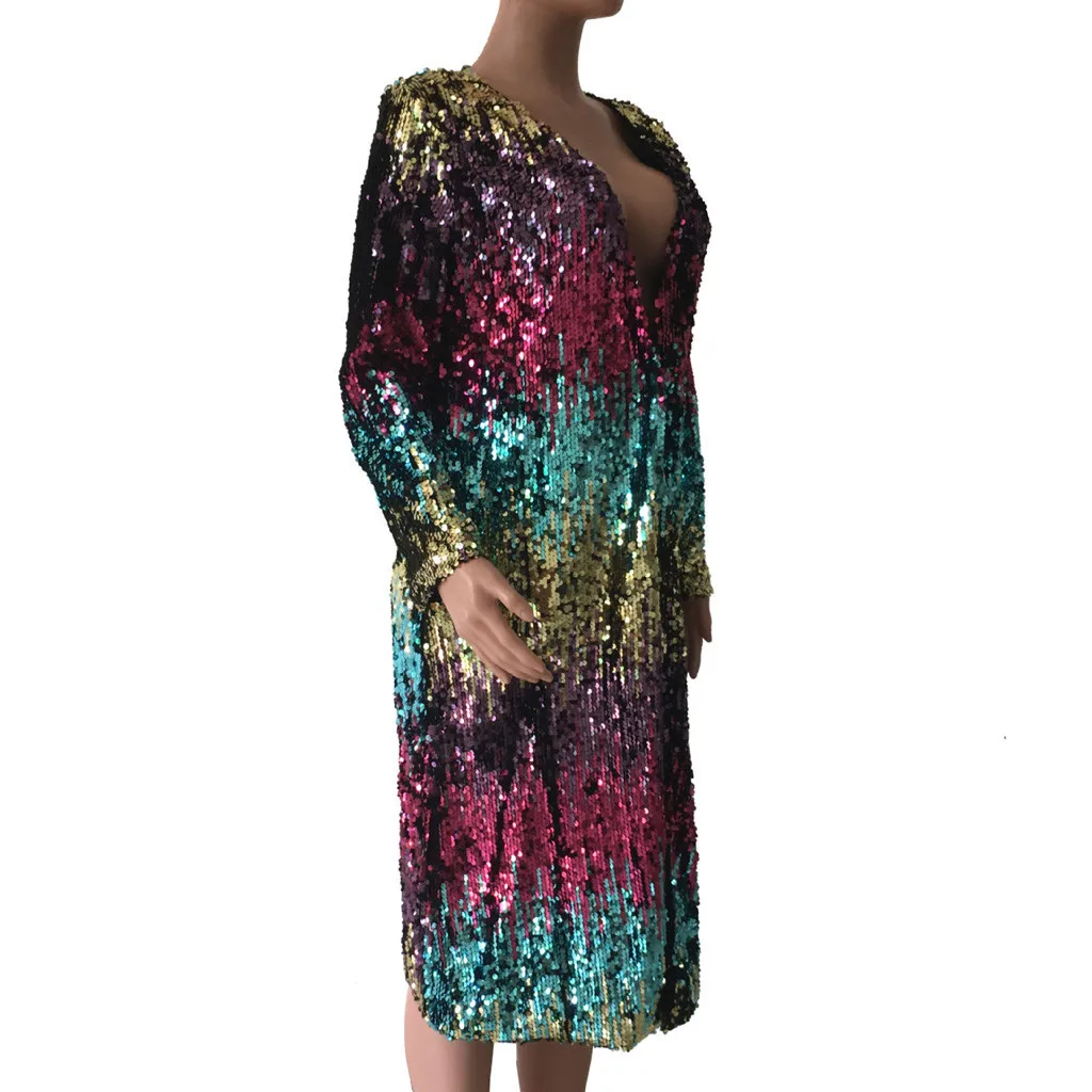 Vintage Autumn Long Sleeve Coat Loose Kimono Coat Women's Autumn Cover Up Long Sleeve Sequins Metallic Open Front Cardigan Coat