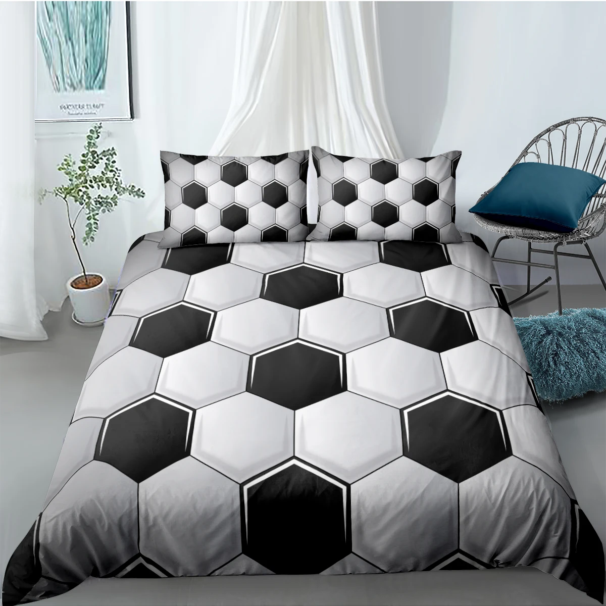 

3D Football Design Duvet Cover Sets Bedding Sets Comforter Covers and Pillow Cases Full Twin Double Single Size Bedding Sets