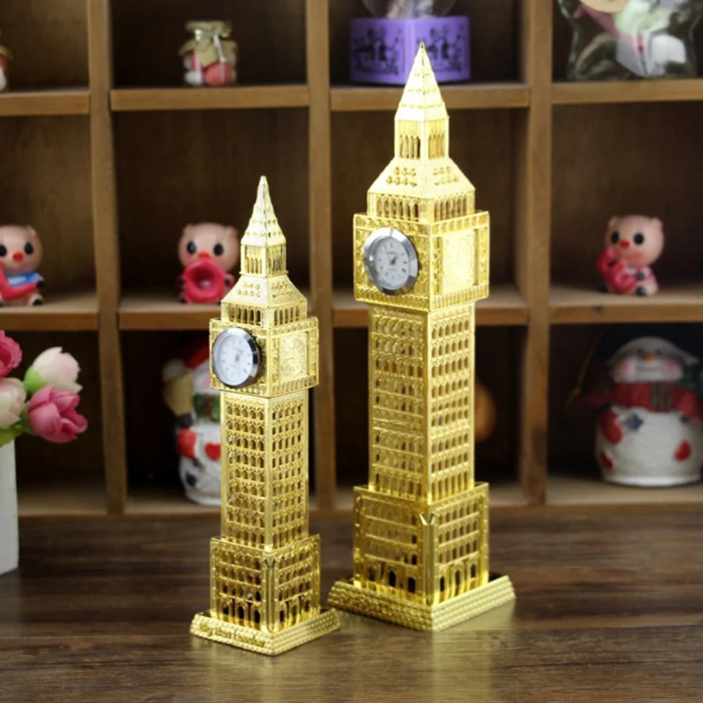 

1pc Retro British London Big Ben Clock Furnishing Metal Ornament Handicrafts Miniatures (Random Color)
