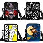 Костюм ведьмы с принтом черного кота сумка через плечо Для женщин сумки из натуральной кожи Love You Toкукла вуду для девочек сумки на плечо для путешествий маленькая сумка-портфель рюкзак