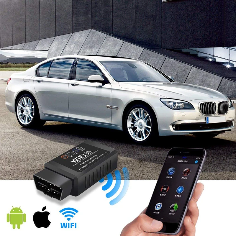 Сканер автомобильный диагностический с поддержкой Wi-Fi OBDII ELM327 OBD2 совместим IPhone