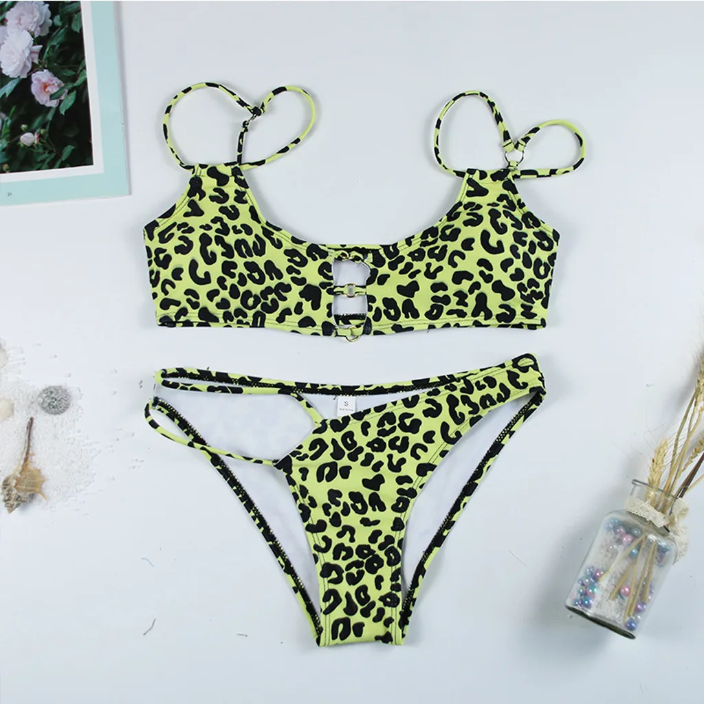 Купальник женский с леопардовым принтом танкини чашками пуш ап Женский монокини