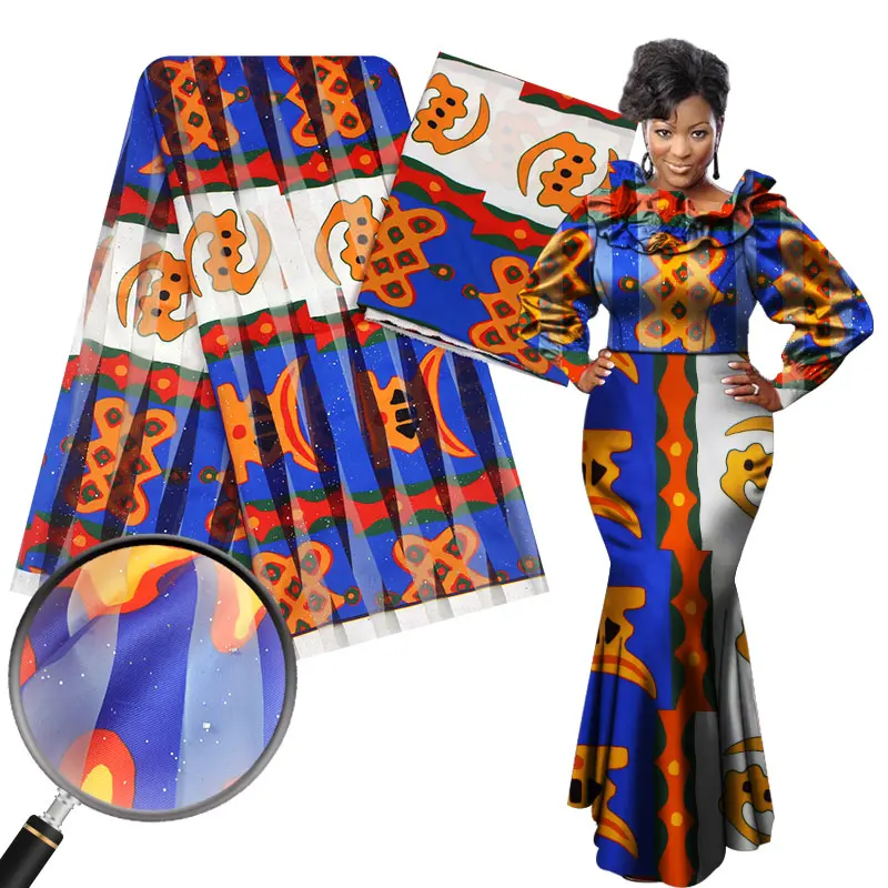 Нигерия Гана Kente шелковая ткань цифровая печать Анкара африканский восковой узор