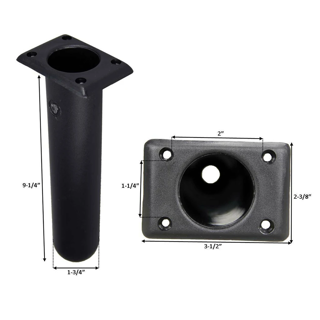 

Marine Boat Kayak Plastic Flush Mount Square Head Rod Holder 30 Degree Black