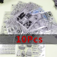 10pcs transparent silicone rubber stamp sheet cling seal diy scrapbooking cute photo album paper card making decoration supplies