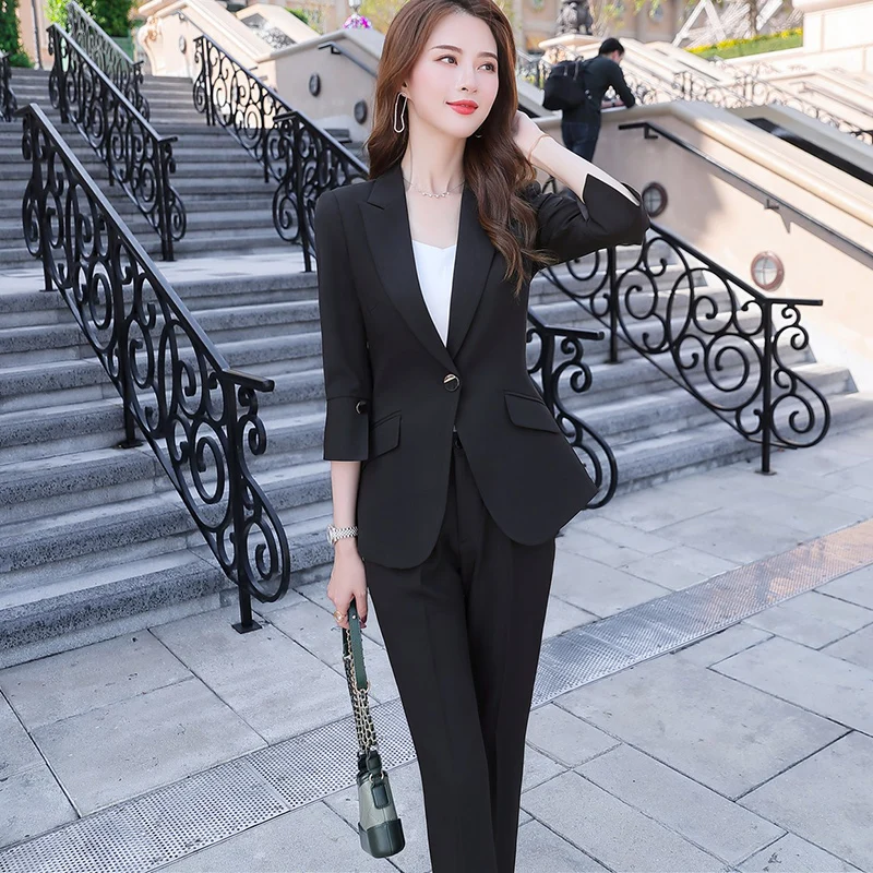 Комплект из 2 предметов брючный костюм рукав три четверти блейзер с брюками