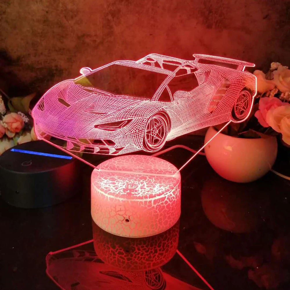 

Led 3D Night Light Automobile1 Pattern Figure Nightlight for Child Bedroom Decor Desk Lamp 16 Color with remote