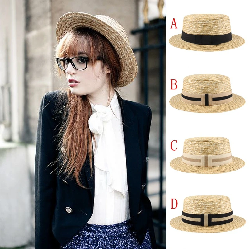 Соломенная шляпа с плоским верхом для детей и родителей 2 размера | Аксессуары