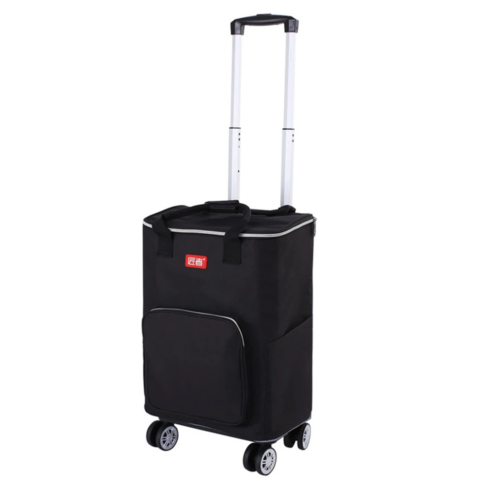 

Waterproof Oxford Fabric Folding Grocery Cart Foldable Reusable Shopping Hand Truck Trolley Wheels Bag & Telescoping Handle