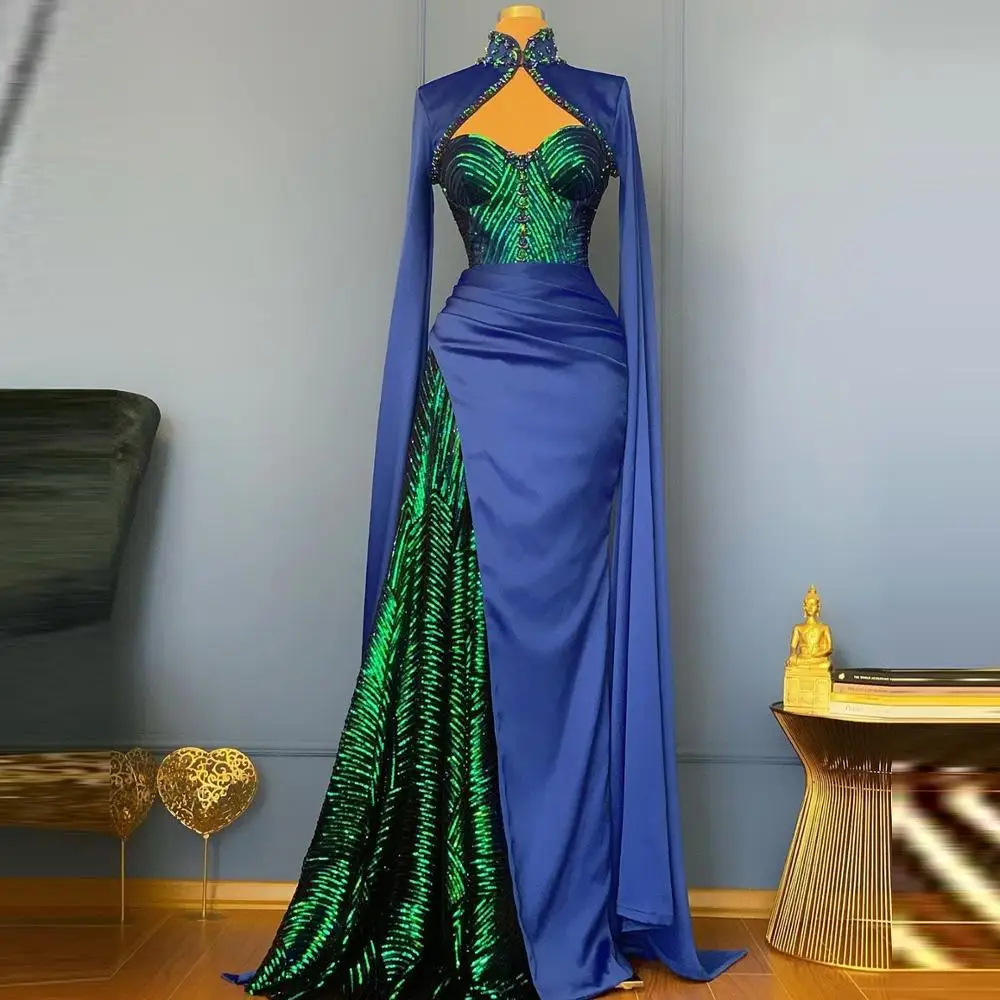 New Splicing Prom Dresses Long Sleeves 